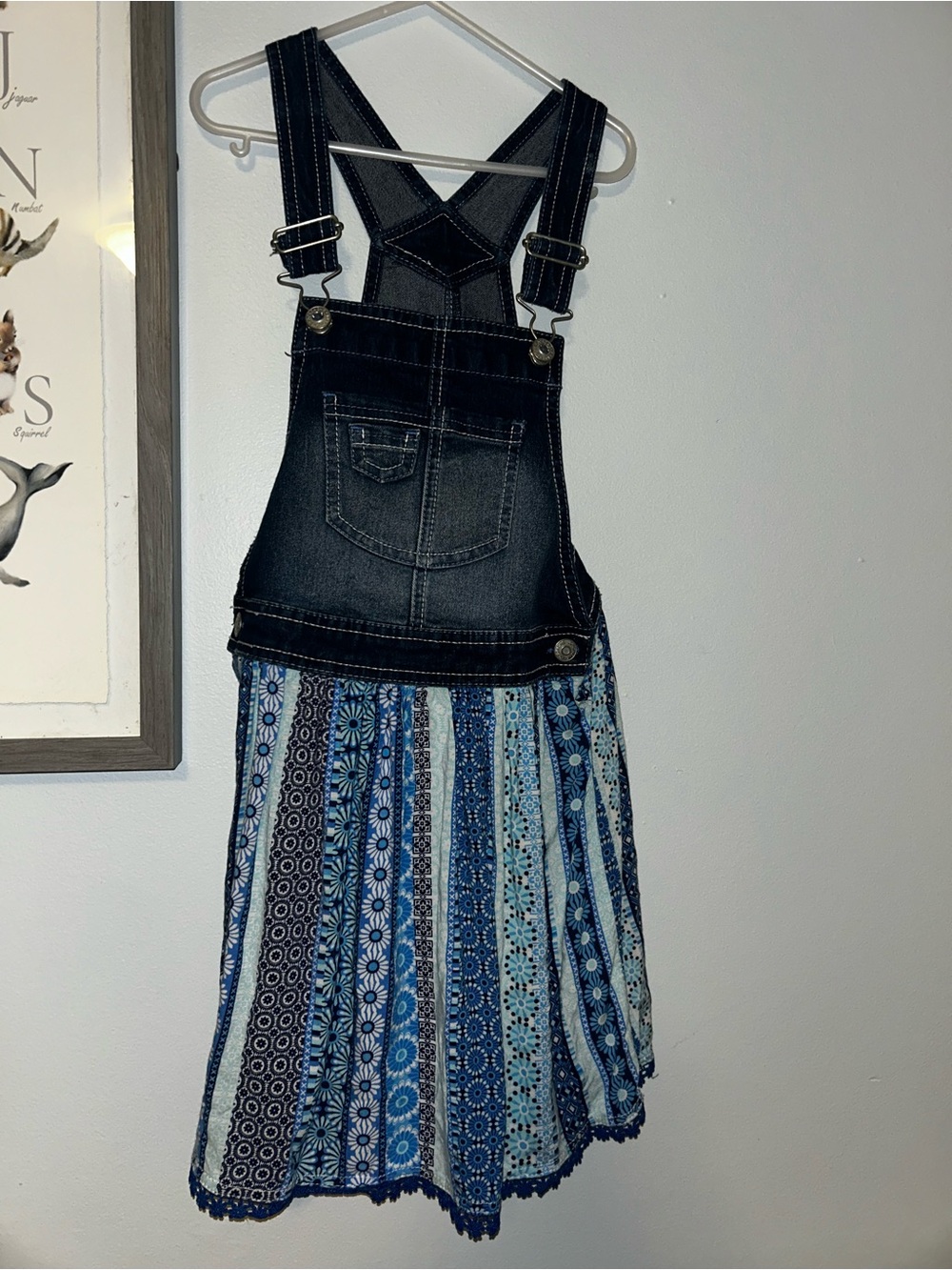 Jordache Denim Overalls with Light Blue Patterned Lining